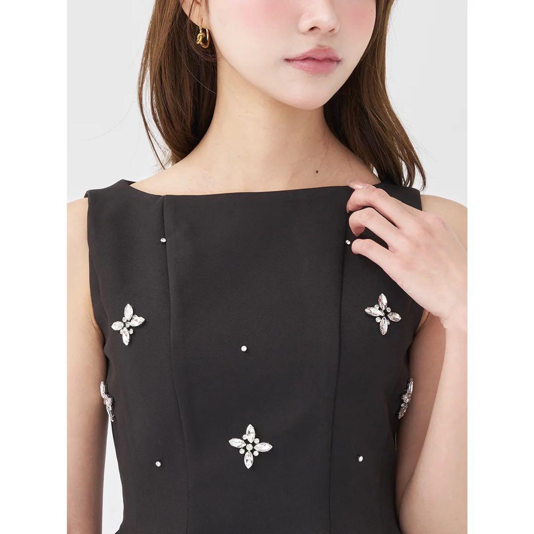 新品タグ付 ダーリッチ ビジューフレアバルーンミニドレス フリー