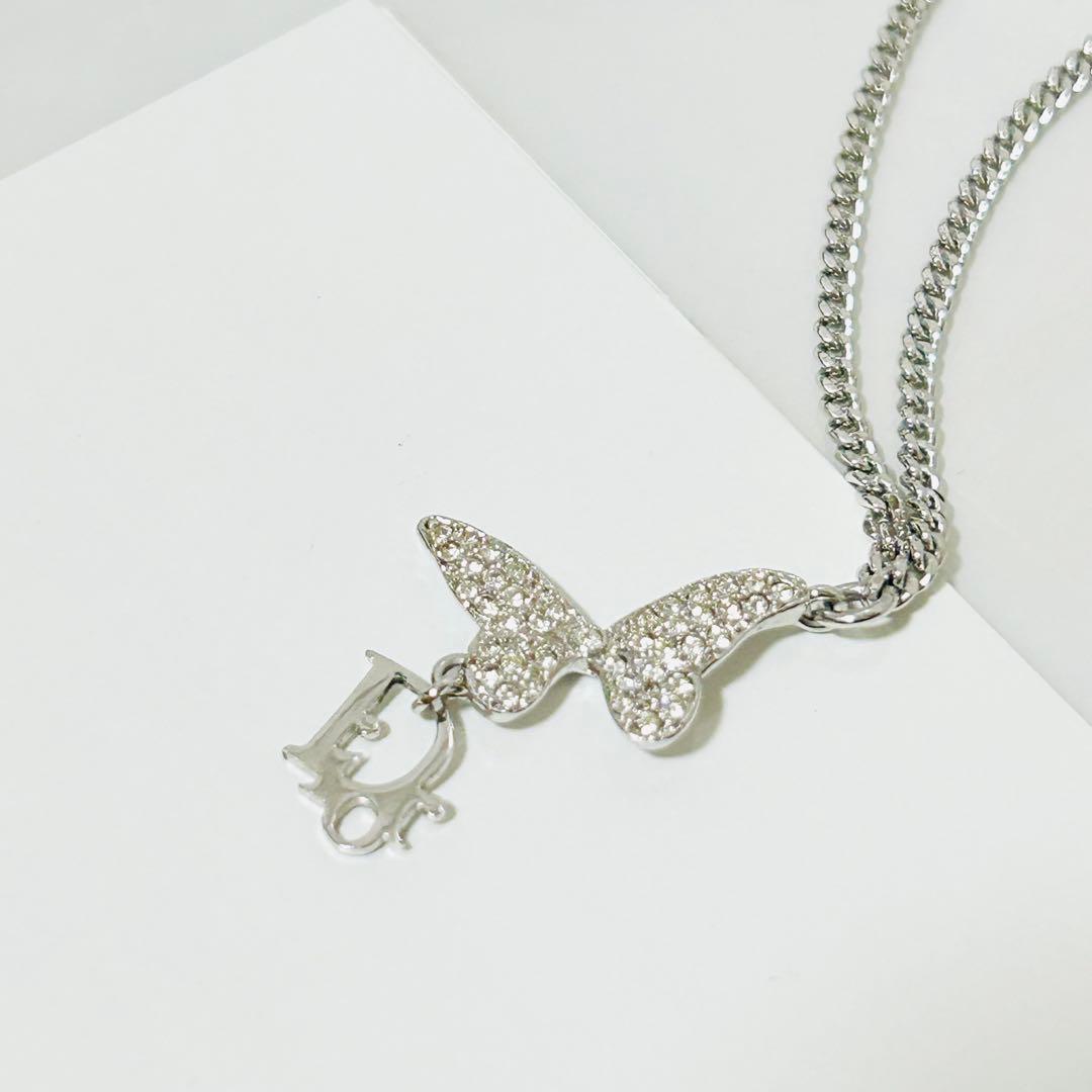 美品 クリスチャンディオール バタフライ 蝶 ラインストーン