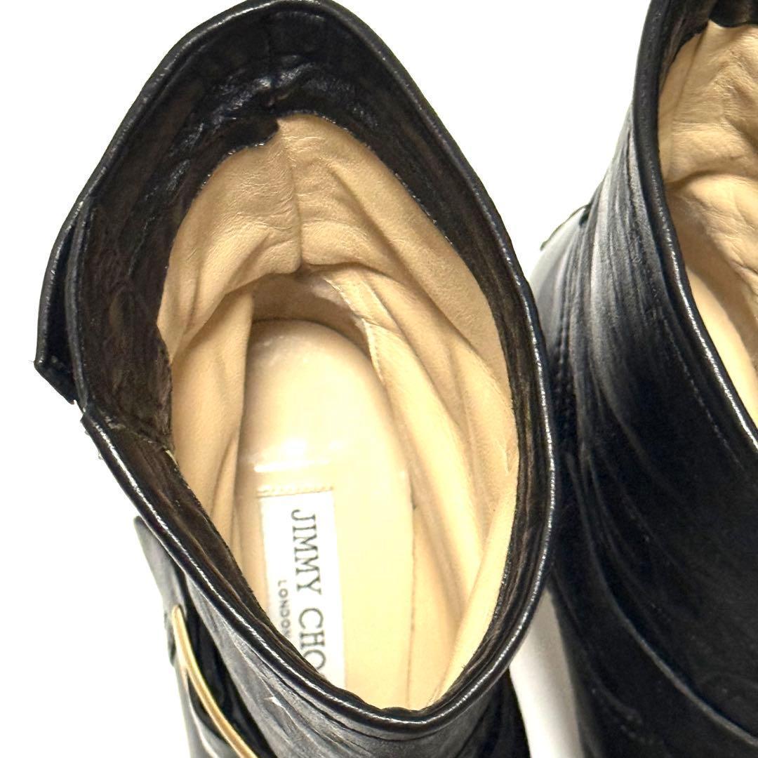 ジミーチュウ エンジニアブーツ サイズ38 1/2 サイドベルト ゴールド