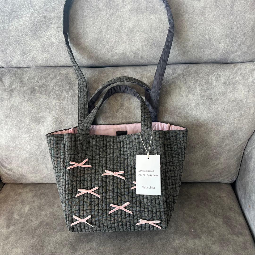 gypsohila ジプソフィア リボンバッグ トートバッグ グレー S - メルカリ