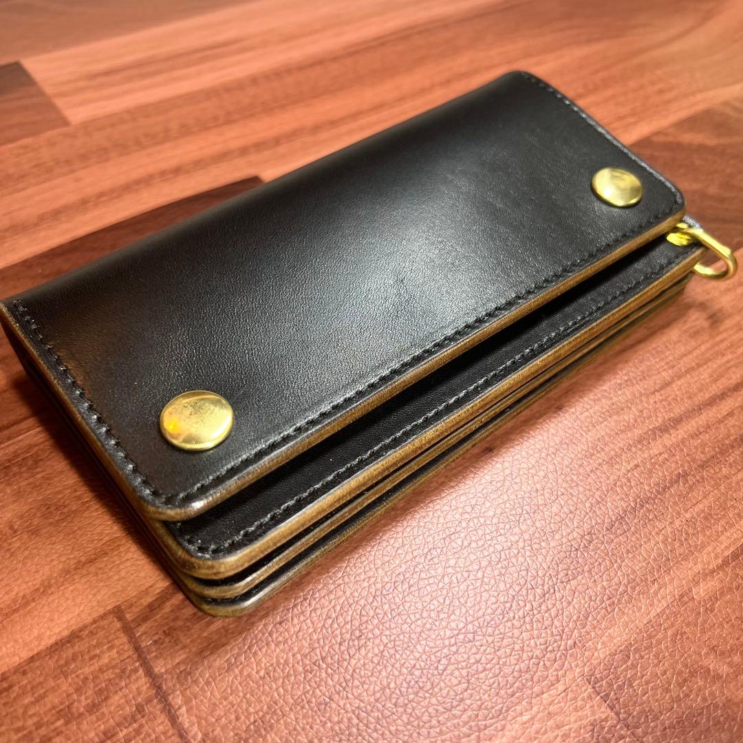 トラッカーウォレット ロング】 3層 ホースバット ゴールド チェーン