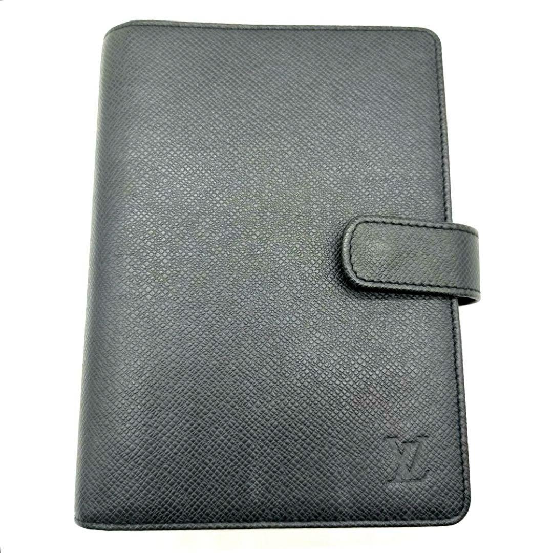美品★ルイヴィトン 手帳カバー アジェンダMM タイガ 黒　LVロゴ　本革 中古・古着通販】LOUIS VUITTON (ルイ ヴィトン) タイガ アジェンダ MM