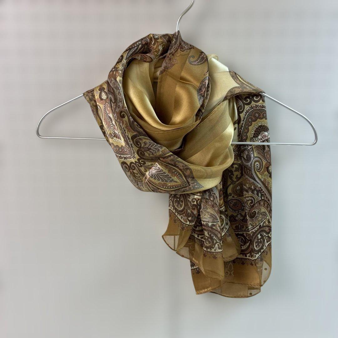 美品✨YSL イヴサンローラン ペイズリー柄 ストール シルク60×175