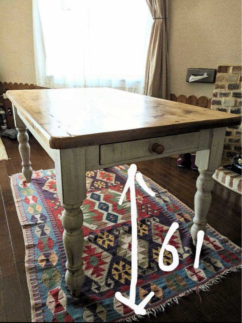 フランス　ヴィンテージ　アンティーク　ダイニングテーブル　オールドパイン　木製 2000✕900mmの大きなパインダイニングテーブル店舗向けテーブルなど