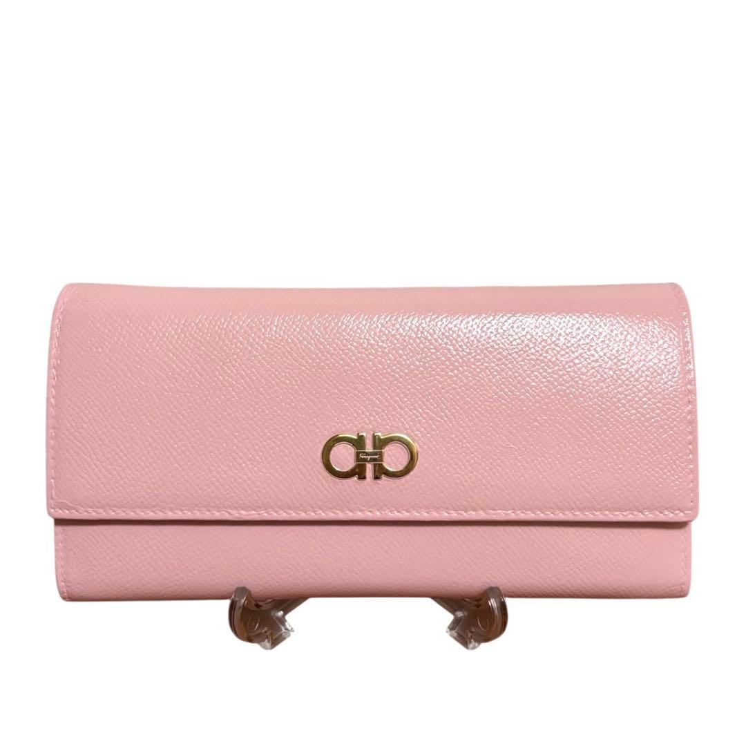 サルヴァトーレ フェラガモ ダブルガンチーニ 長財布 本革 ピンク