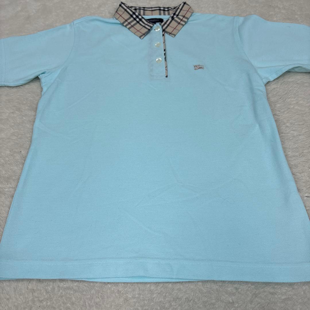 美品 バーバリー ロンドンノバチェク半袖ポロシャツMサイズロゴ刺繍