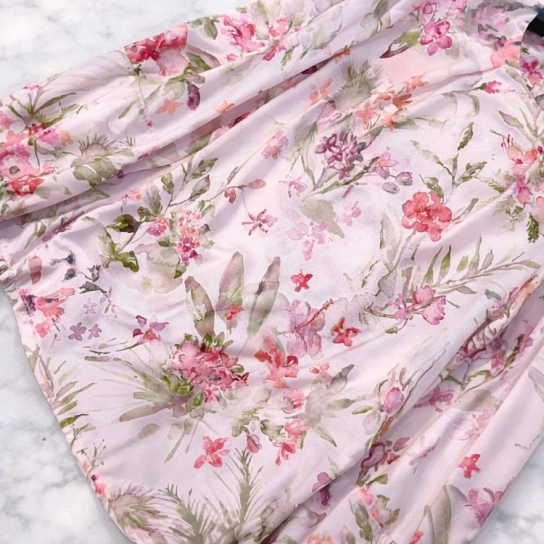 ルルウィルビー RATTI ソフトフラワープリントブラウス 水彩 ピンク