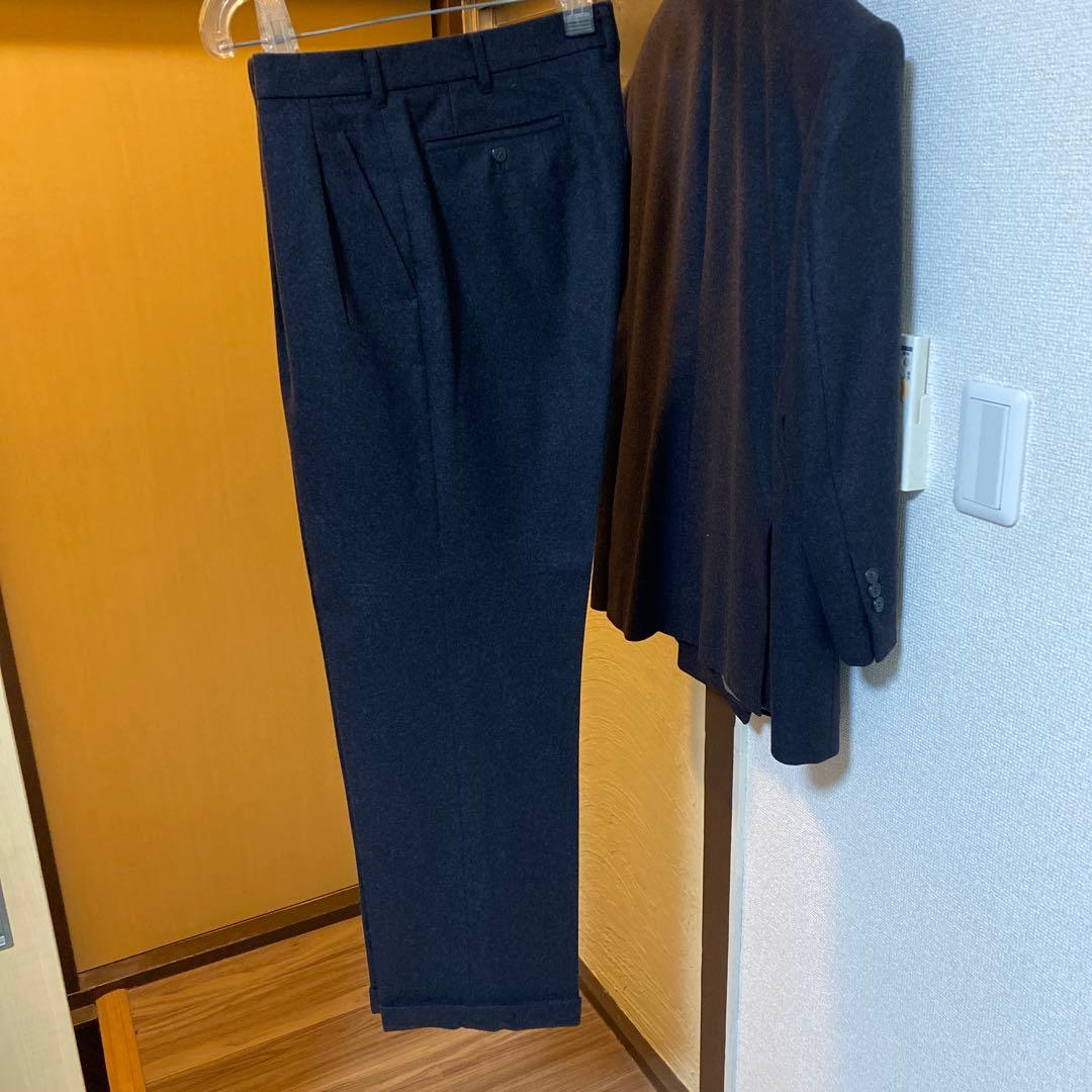 ミラショーン 超肉厚 フラノカシミヤ100% チャコールグレー ダブル