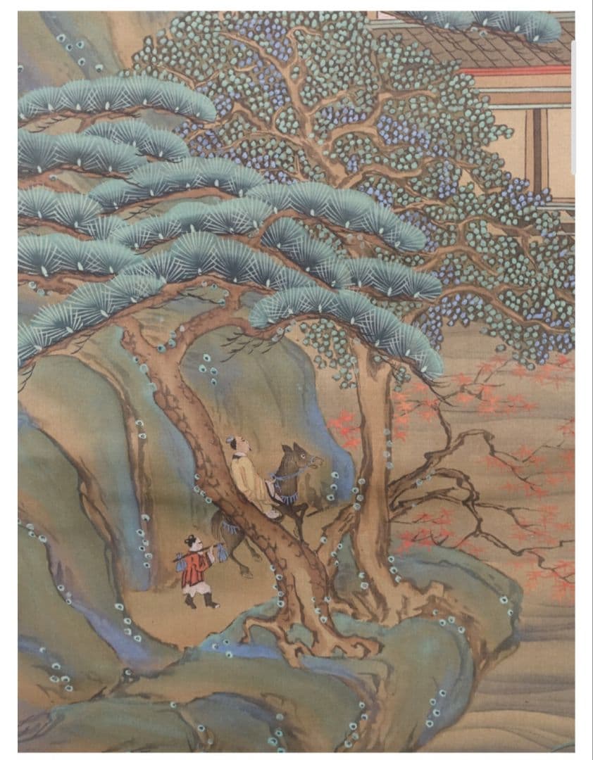 土佐光起 真筆 慶應三年以降の作 絹本 着色楼閣山水図 双幅 徳川家葵御