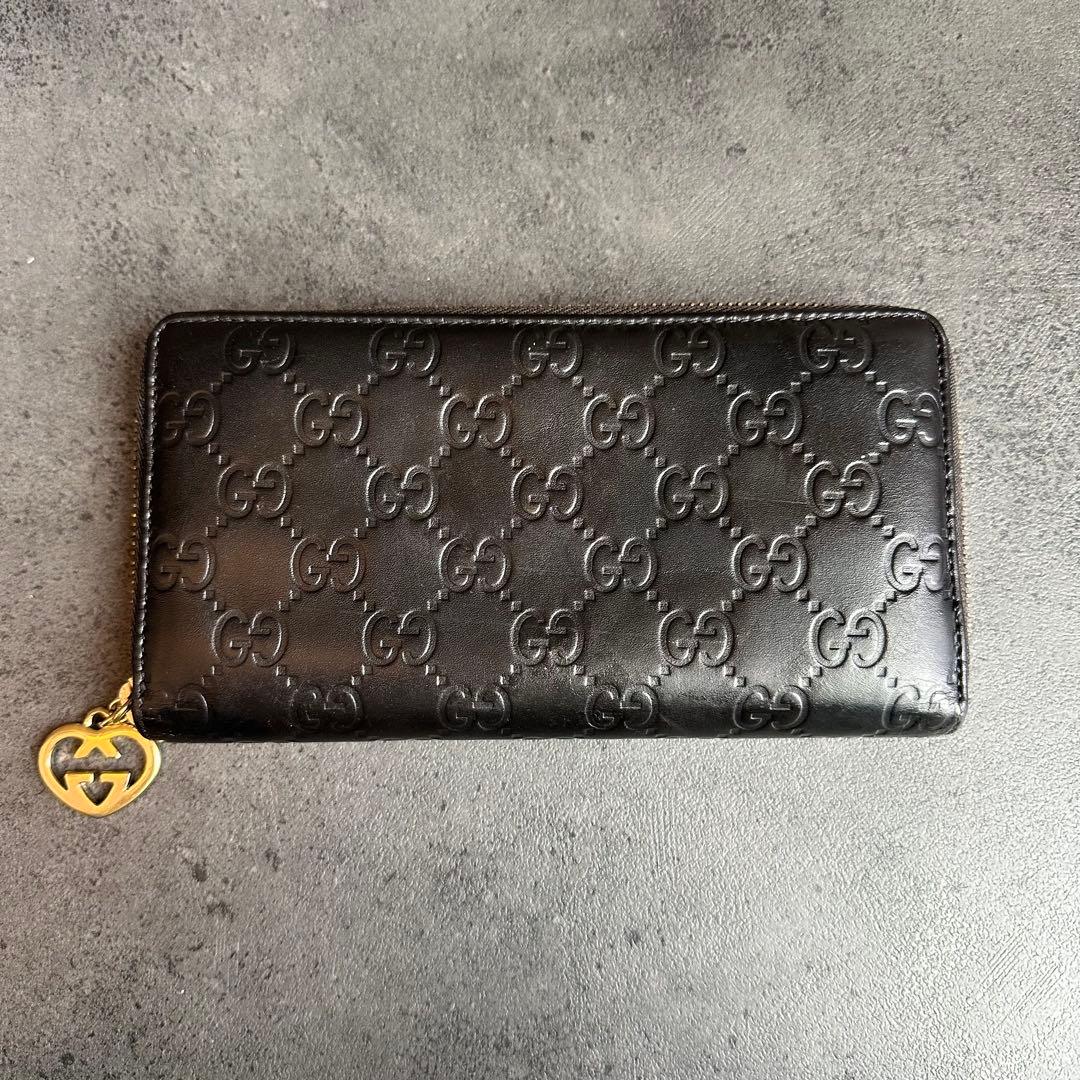 GUCCI GG シマ ラブリーハート レザー 長財布　ラウンドジップ　黒 GUCCI（財布）のフリマアイテム一覧