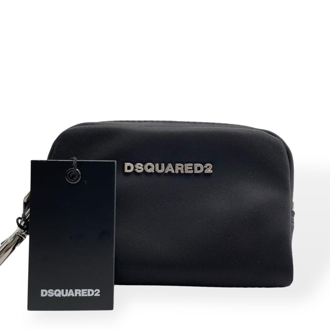 未使用 DSQUARED2 ブラック コインケース マルチポーチ ロゴプレート