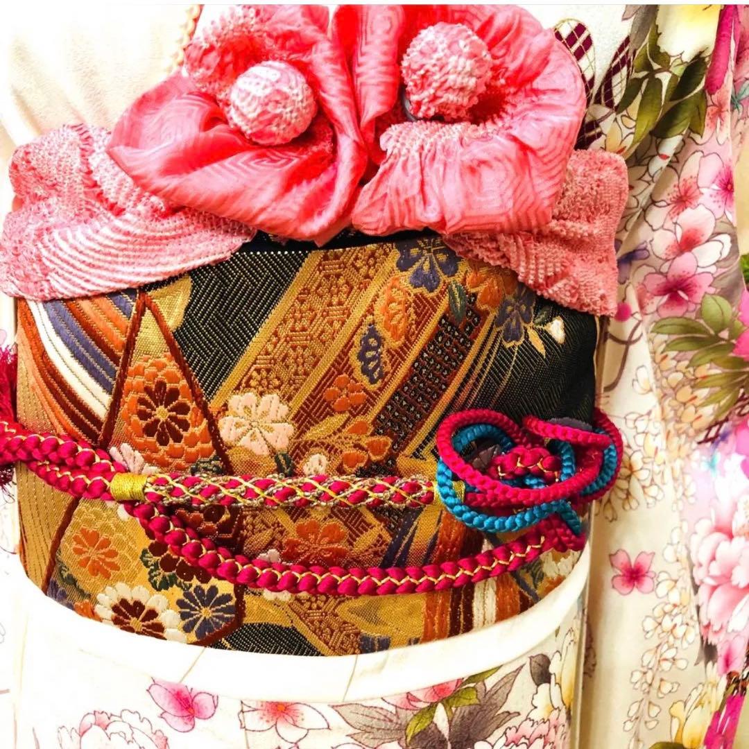 振袖フルセット‼️振袖ブランドLakokuIa❤️白地ピンク花々金彩 小物付