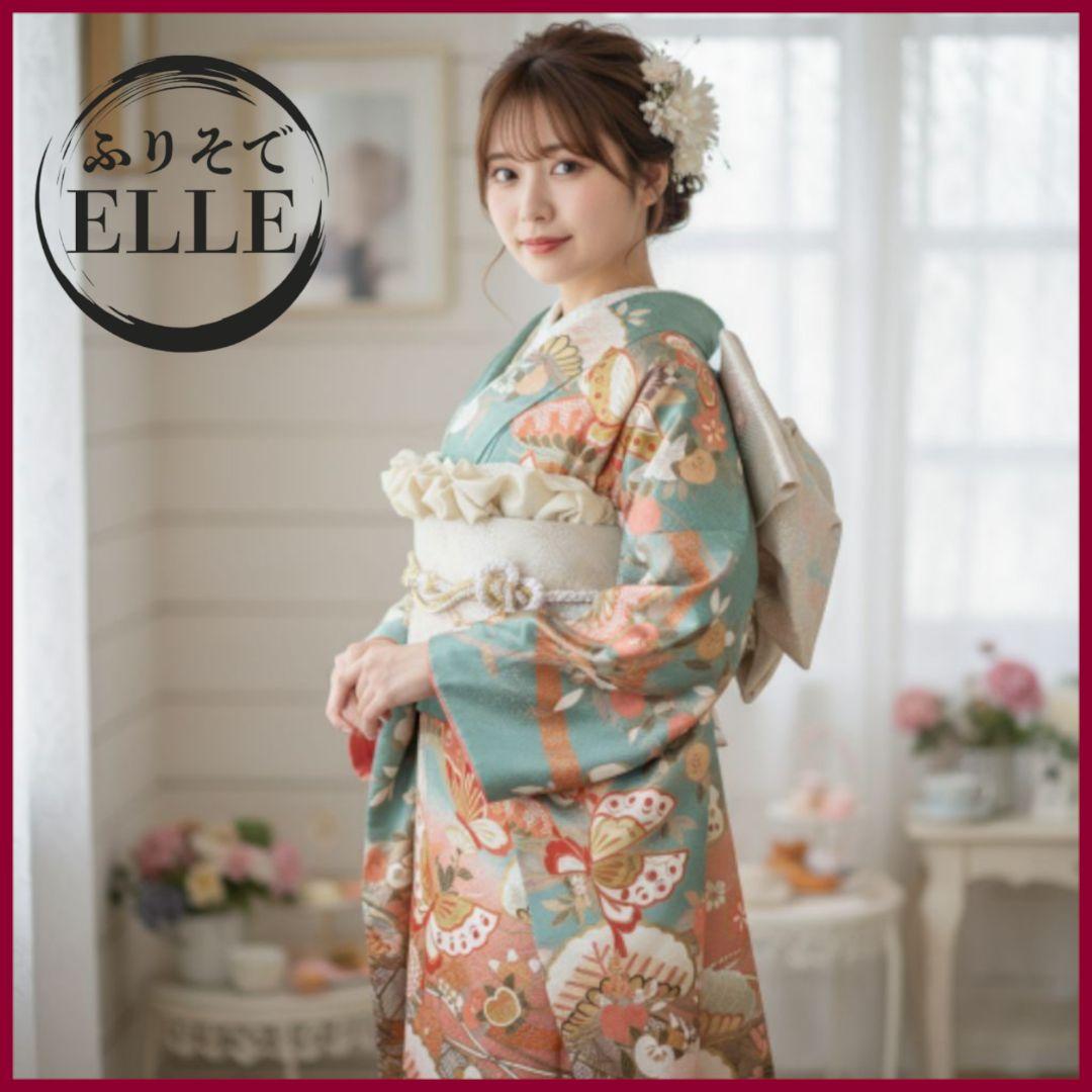 振袖フルセット(8点)・成人式・古典柄・金彩加工・くすみ・金駒刺繍・逸品 伝統古典】KH-343｜金彩、金駒刺繍を施した伝統古典振袖｜kimono