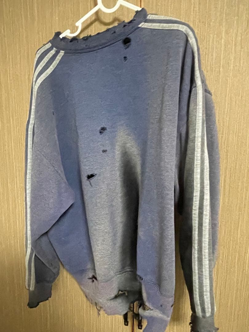 90's ”アディダス”鬼フェード”茄子紺” 短丈“ Boro sweat