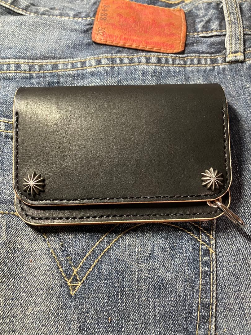 ショートトラッカーウォレット 丘染め 茶芯 アメカジ スタッズ - メルカリ