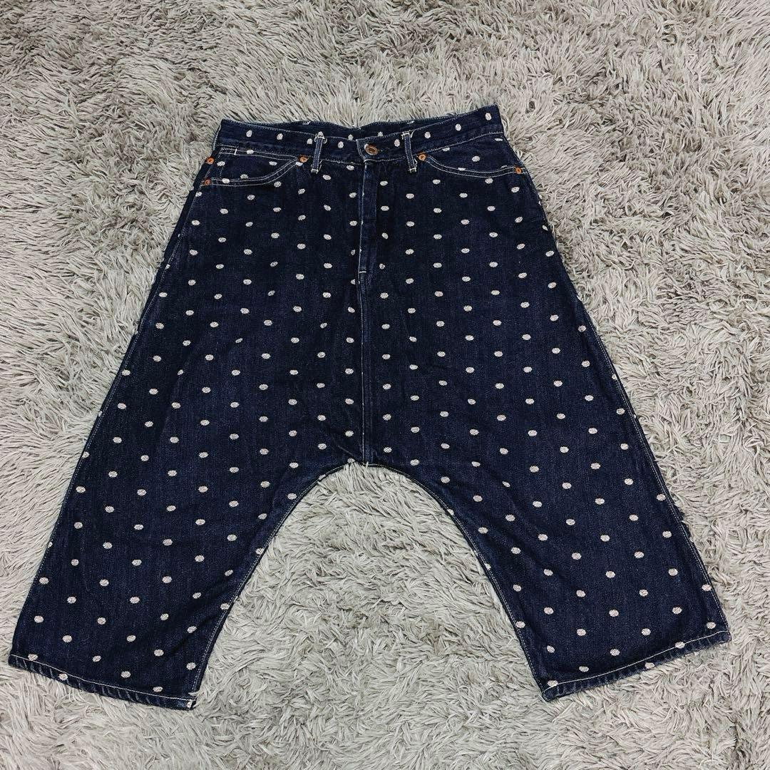 pa46】KAPITAL キャピタル ドットデニム サルエルハーフパンツ - メルカリ