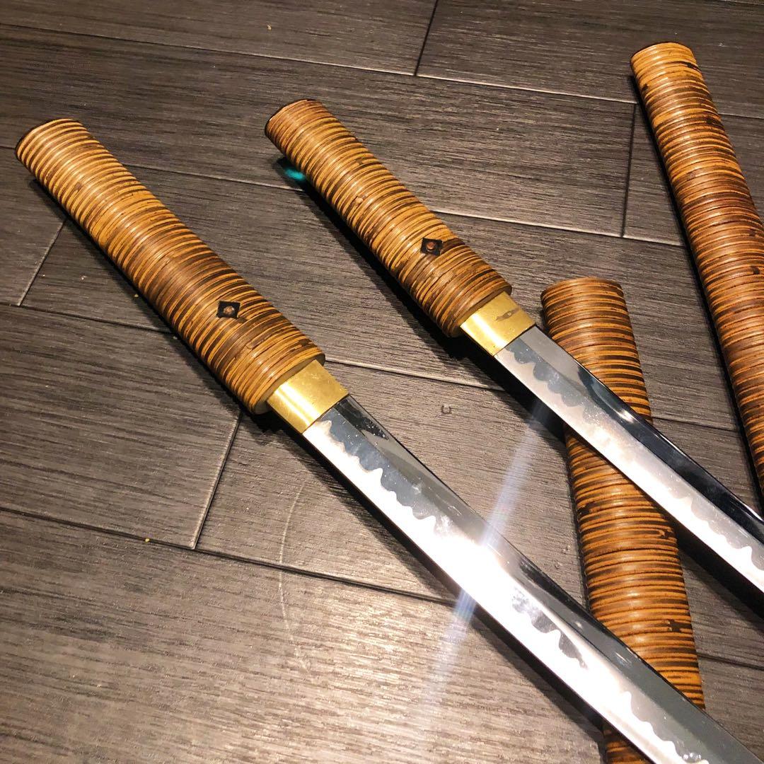 高級模造刀 藤巻き 竹拵え 大小2本セット 太刀 脇差