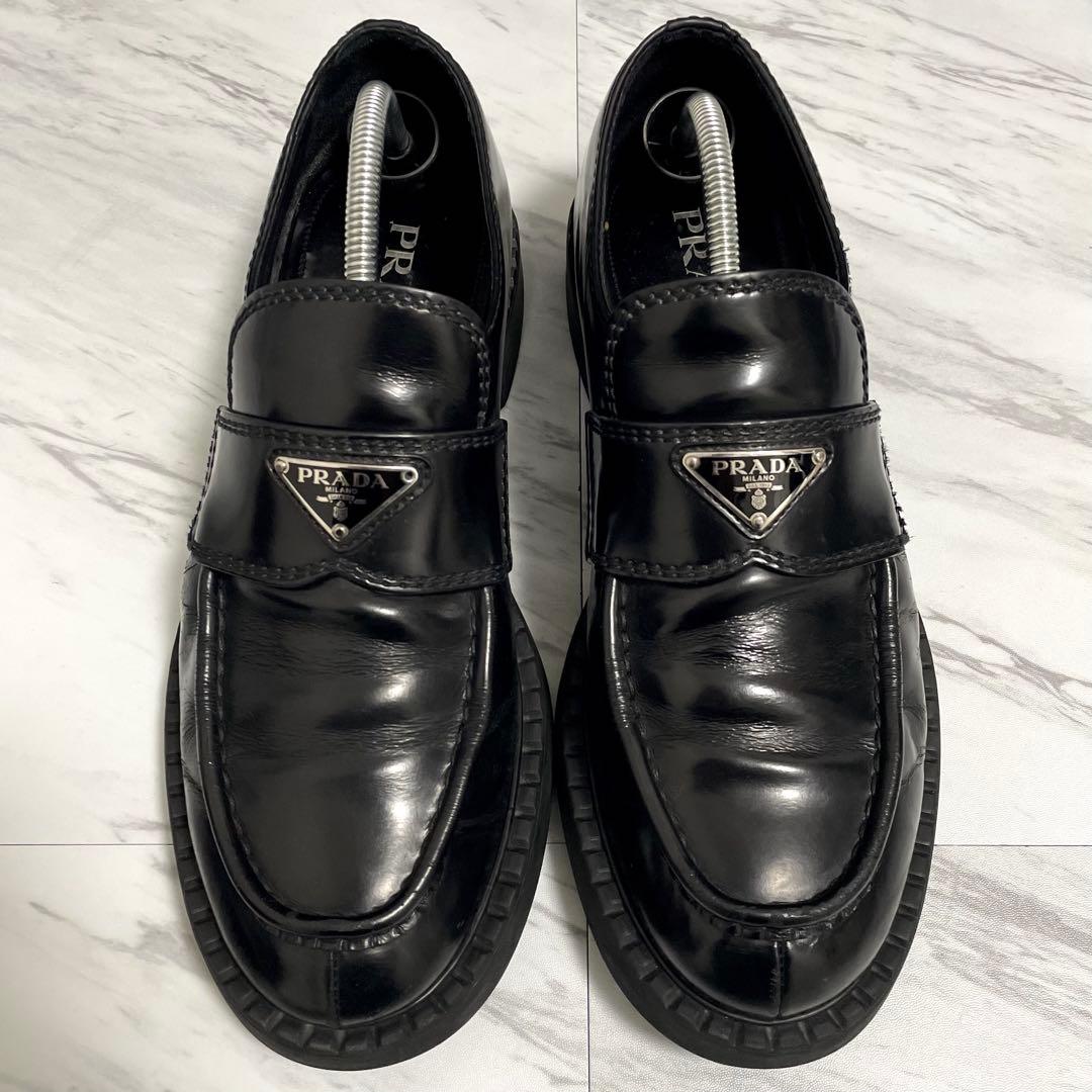 PRADA ローファー チョコレート 三角ロゴ 黒 メンズ 28.5cm