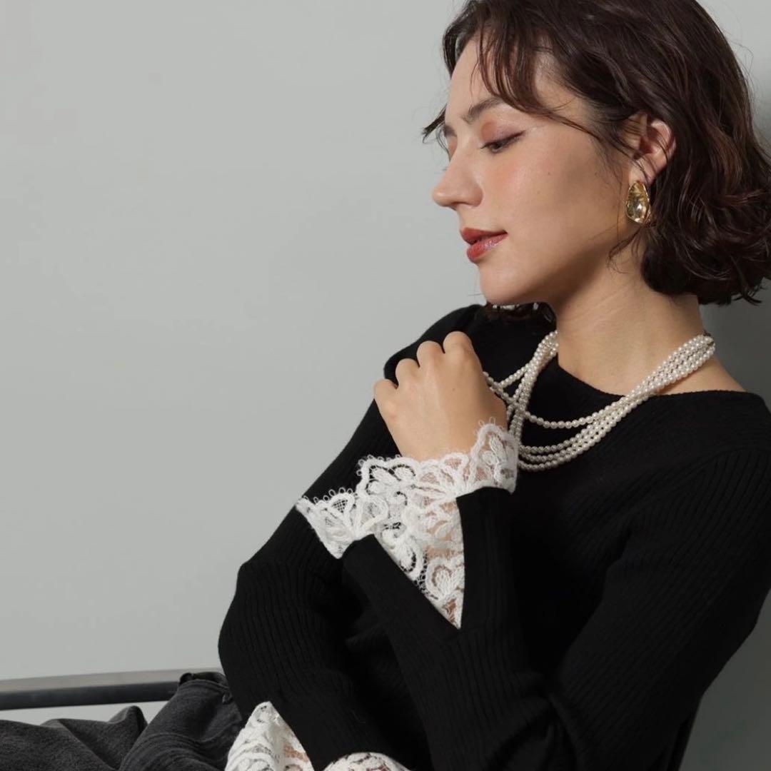 アルページュストーリー 袖口レースプルオーバー 特殊黒