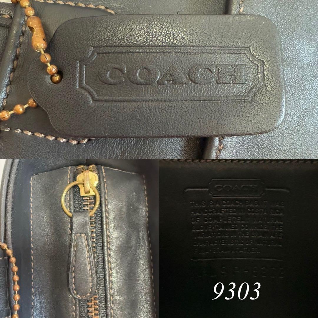 極美品】オールドコーチ 9303 ハンドバッグ レザー 手提げ 黒 チャーム