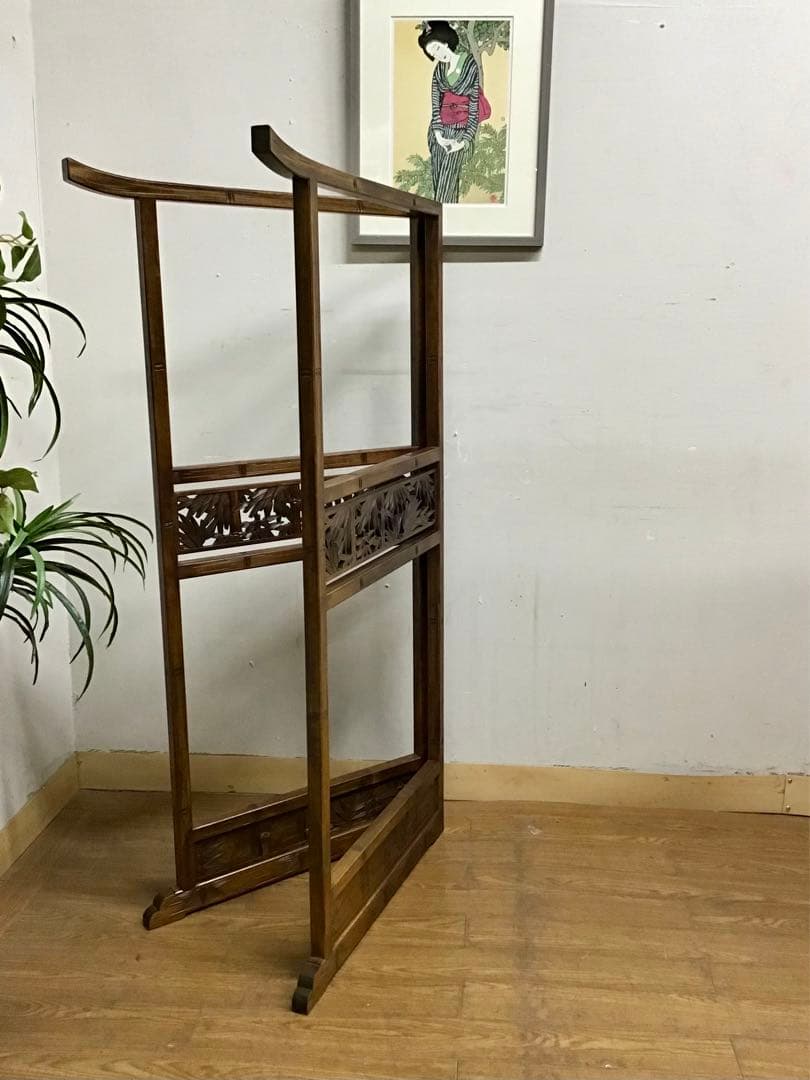 よかじー様専用☆管218☆珍品☆軽井沢彫☆衣桁☆着物ハンガー☆竹模様