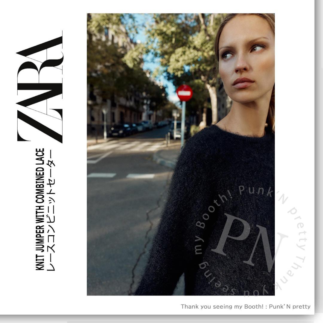 タグ付き新品 ZARA レースコンビニットセーター S ブラック - メルカリ