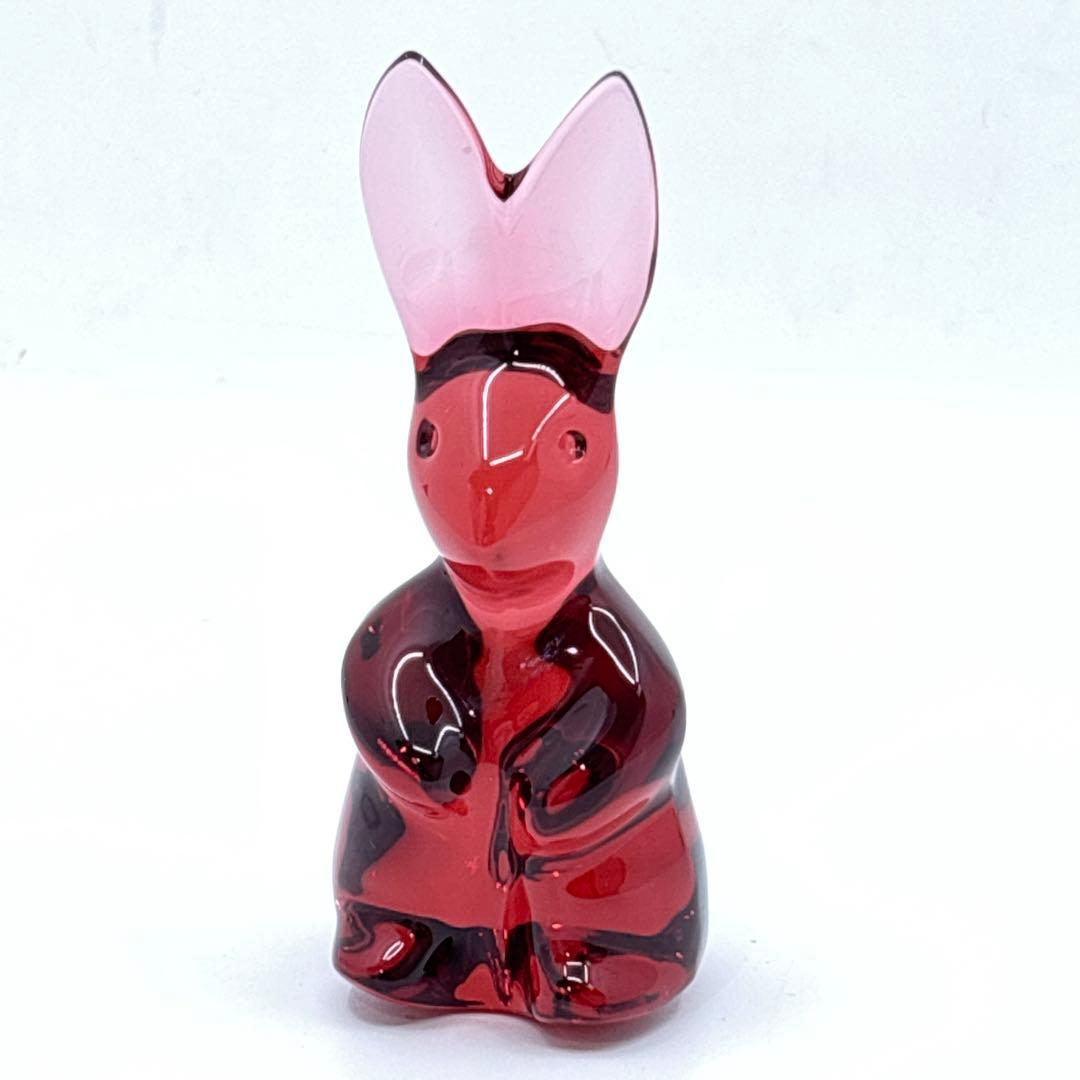 美品 Baccarat バカラ クリスタル フィギュリン うさぎ レッド 兎 卯 バカラ 名入れ対応 Baccarat クリスタルフィギュア 2022年新作