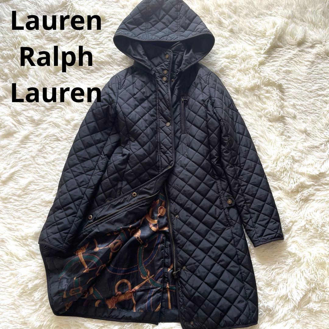 ラルフローレン ロングダウンコート フード 2way 黒 チェーン