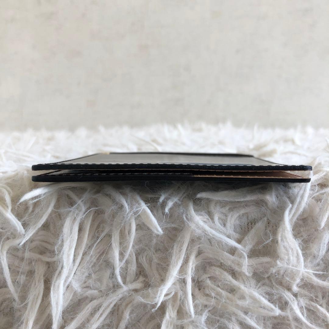 極美品 コードバン】マネークリップ 黒 財布 本革 光沢 ゴールド金具