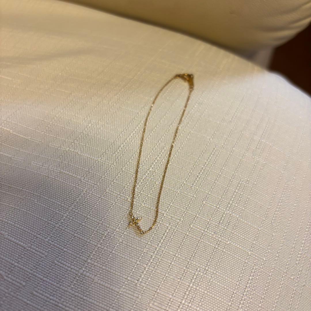 アガット agete K18 クロスダイヤブレスレット agete アガット クロス ブレスレット K18 YG ダイヤモンド 0 03ct