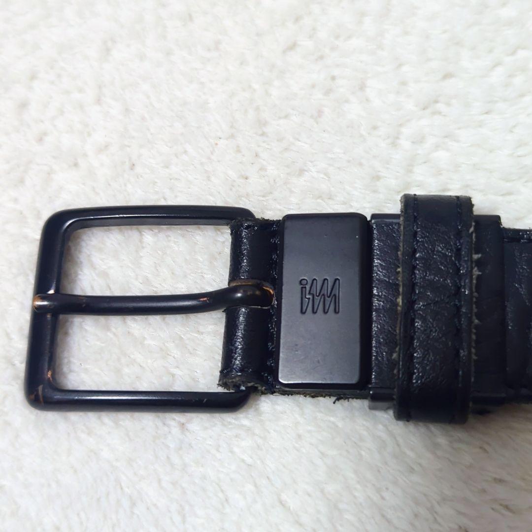 ISSEY MIYAKE イッセイミヤケ】シボ革 レザーベルト 黒 レディース