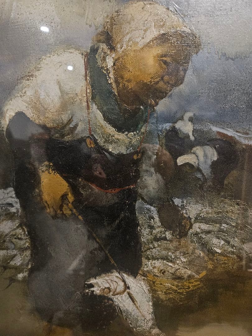 工藤和男「漁港 魚をひっかける」油彩 6号 一枚の絵取扱作代表画題最高