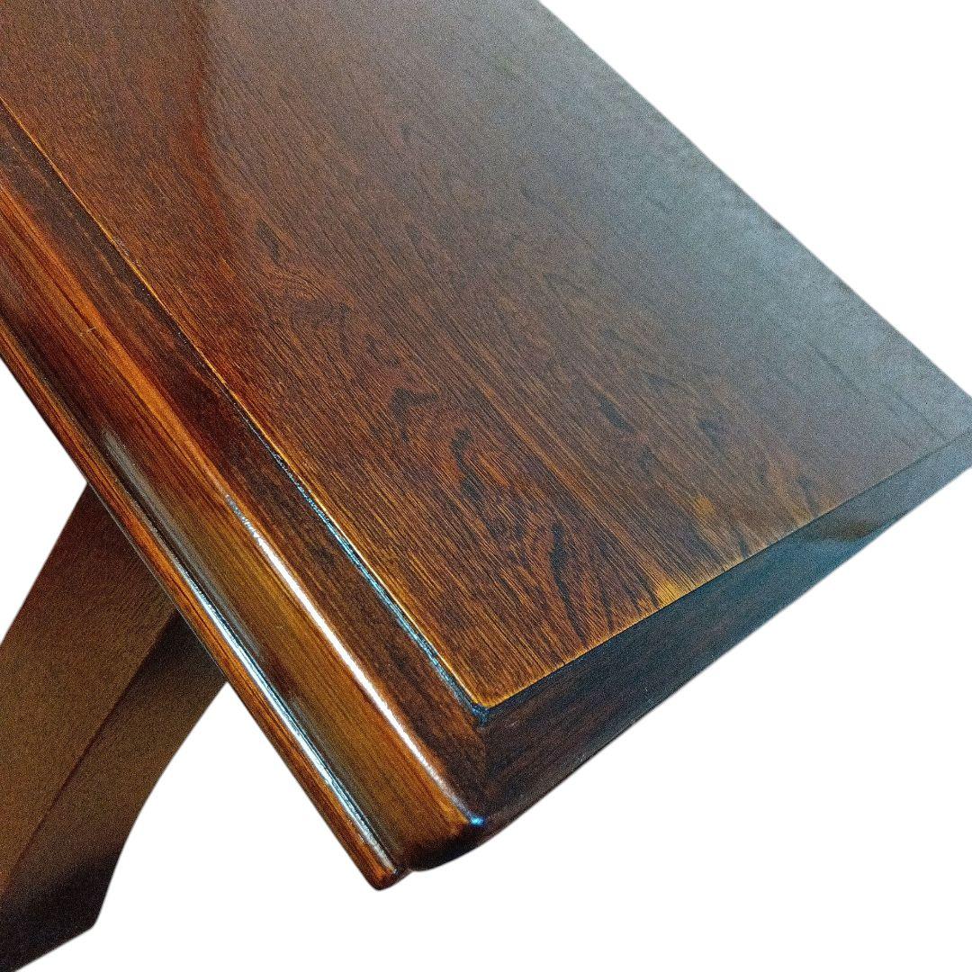 《文机》天然木（栃）柾目 90×60cm 濃い茶色　和アンティーク調　座卓　美品