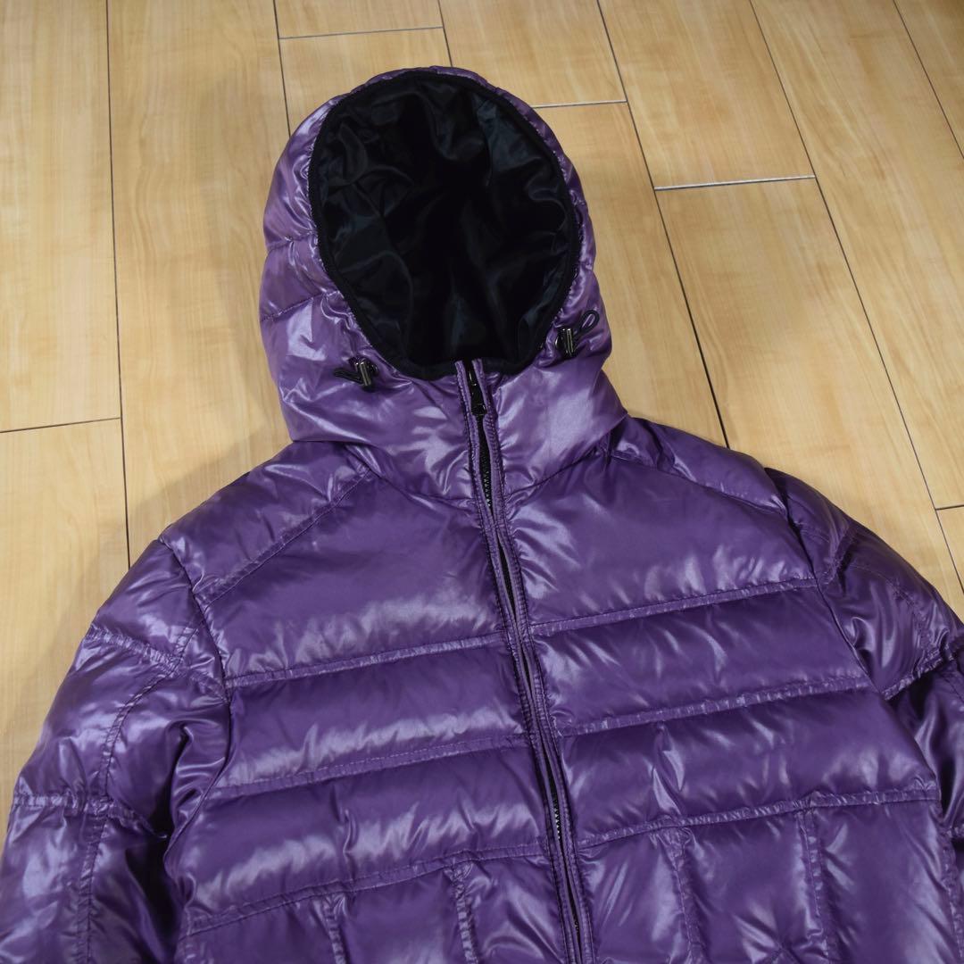old UNIQLO フードダウンジャケット パープル テック系 ドローコード