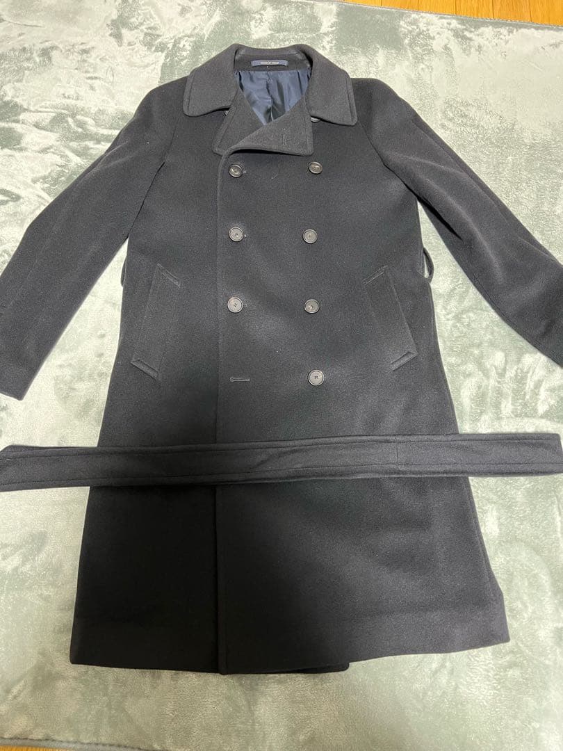 タリアトーレ ダブルベルテッドコート 定価18万 ネイビー 42 - メルカリ