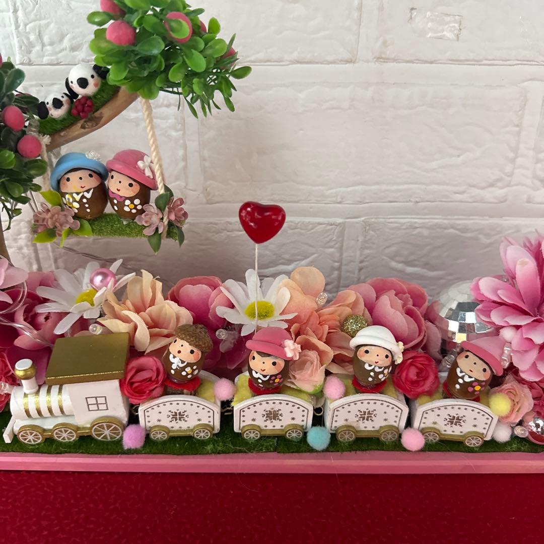 どんぐりアート♡ Xmasタペストリー＆White train ピンキーオブジェ