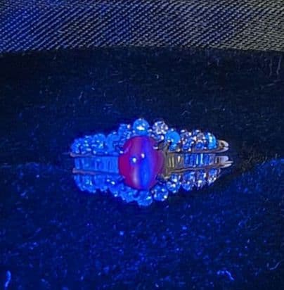 Pt900 アレキサンドライトキャッツアイ 4.3g 0.9ct 13.5号