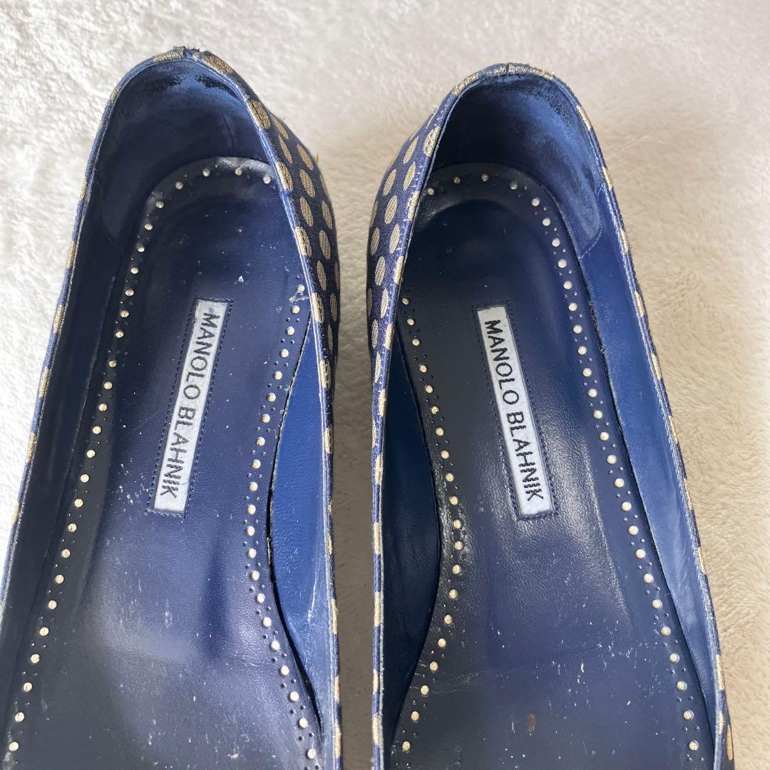 ☆美品☆マノロブラニク パンプス バレエフラット ハンギシ ドット