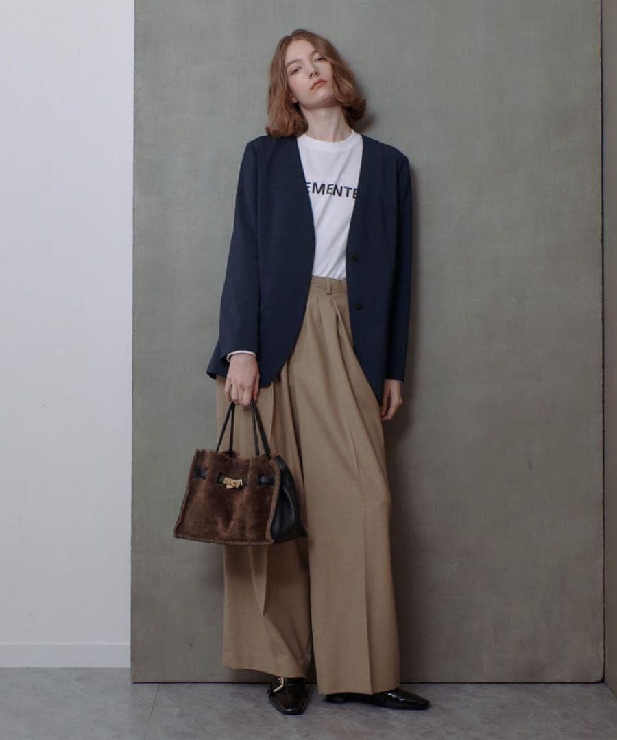 24AW未使用近 アルアバイル エトリアシャンブレーカラーレスジャケット