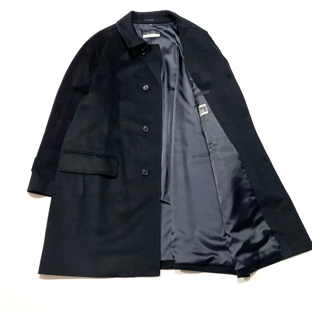 美品☆大きい☆カシミヤ100 チェスターロングコート ネイビー 3L(627