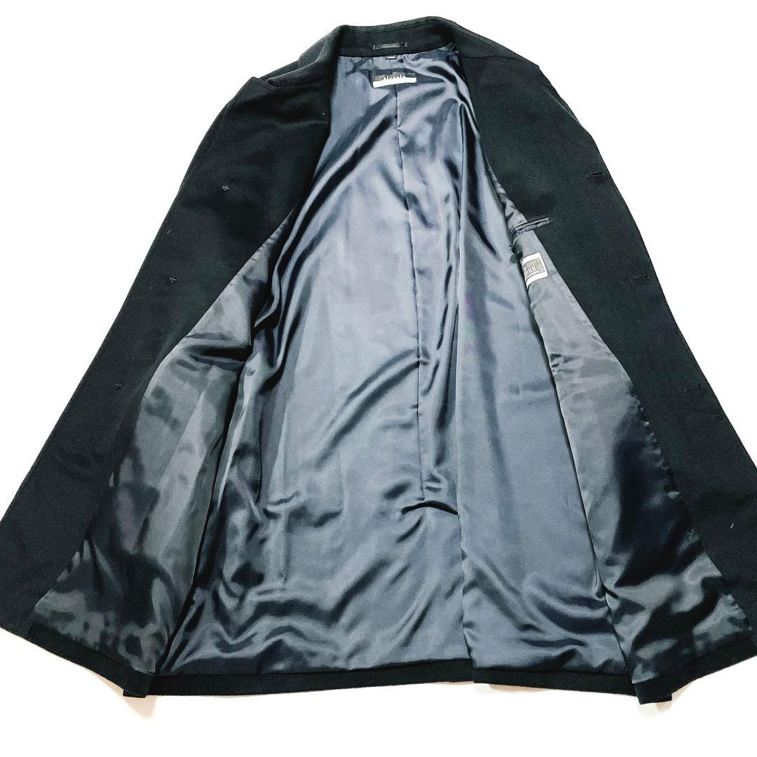 美品☆大きい☆カシミヤ100 チェスターロングコート ネイビー 3L(627