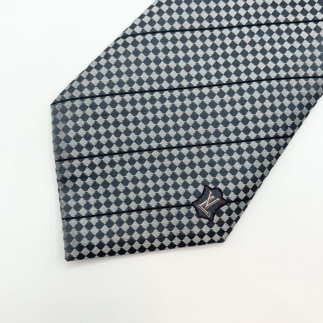 ✨極美品✨LOUIS VUITTON ネクタイマイクロダミエ極大LVロゴ