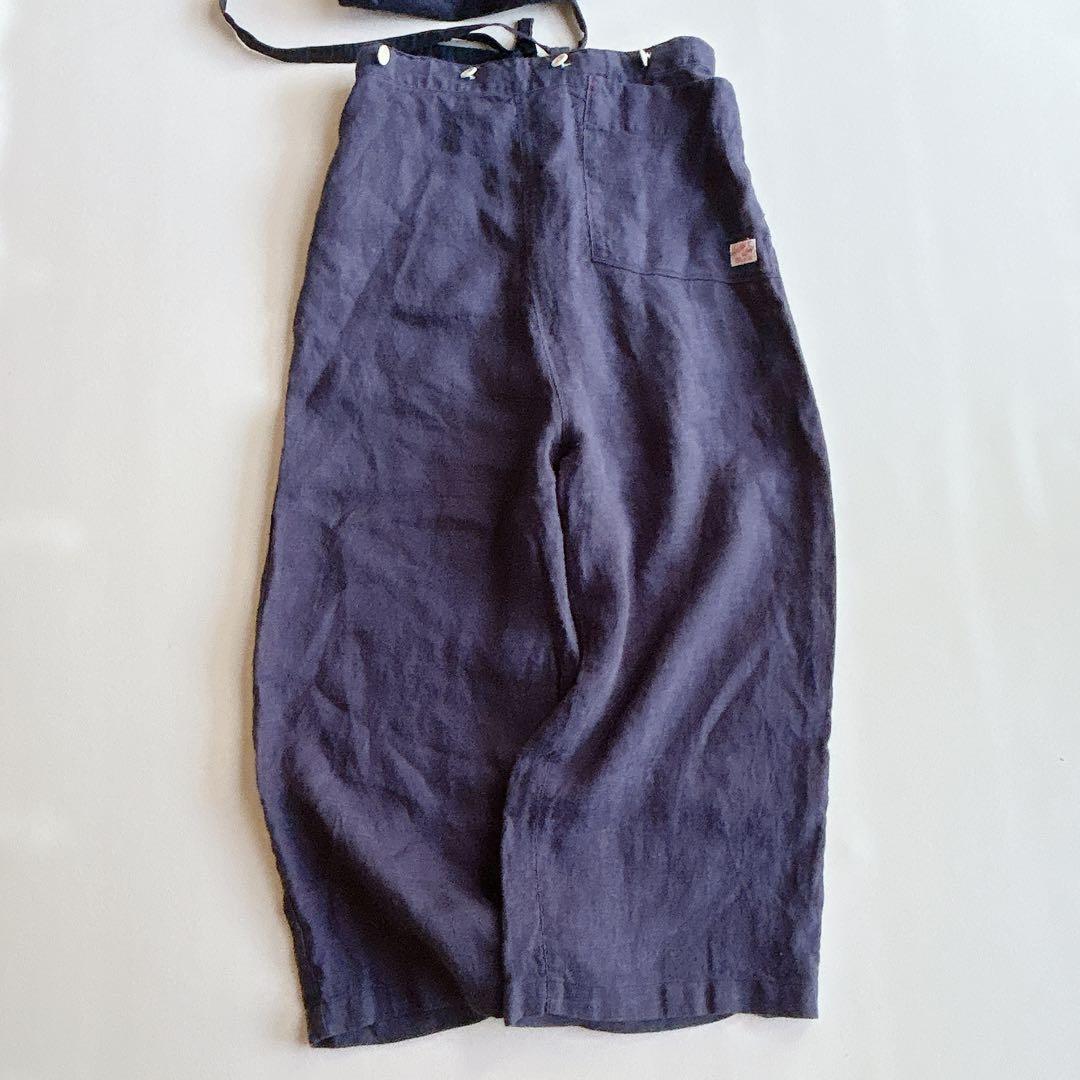 快晴堂謹製 ⿻ リネンヘンプ エプロンサロペット サルエル ナチュラル