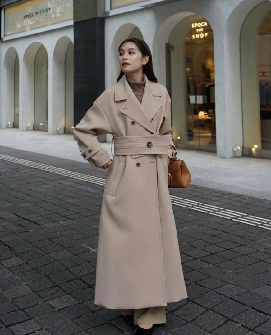 L'AUBE BLANC ローブブランWide belt Trench coat - メルカリ