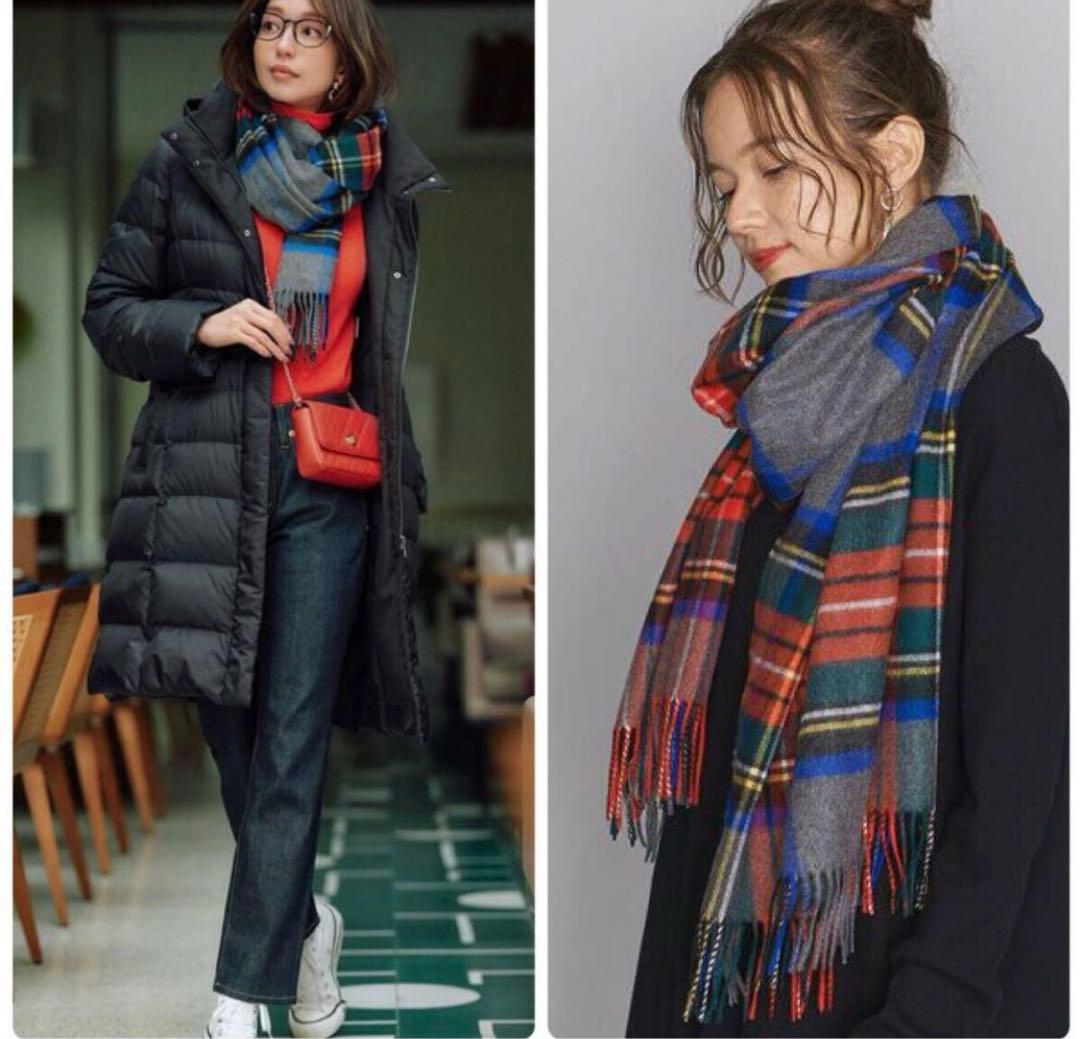 美品 日本別注カラー ジョンストンズ カシミヤストール グレー