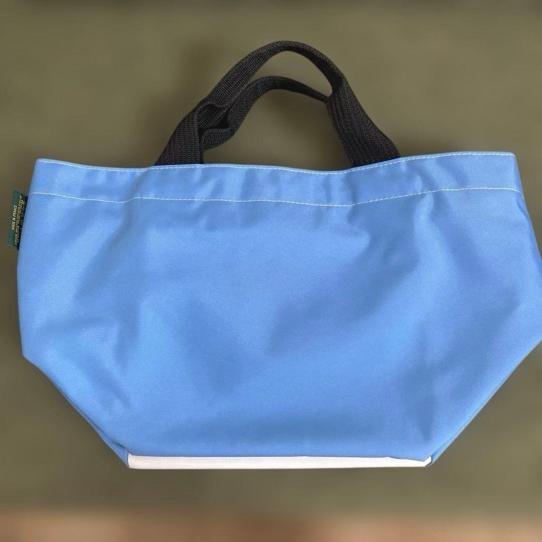 極美品》エルベシャプリエ トートバッグ 舟形トート Mサイズ 水色×白