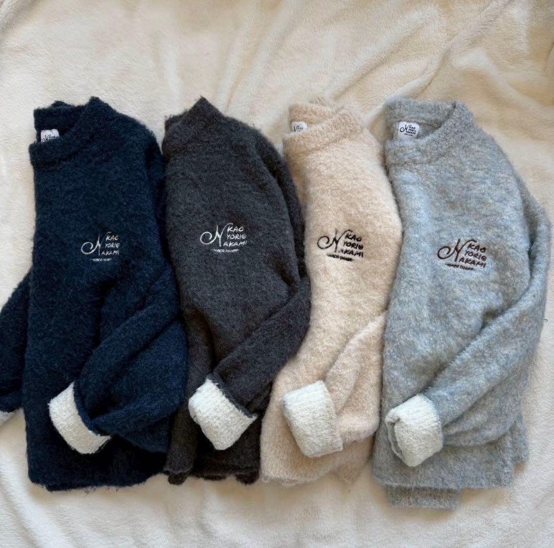 【完売品・新品】kaoyorinakami ネイビーMサイズ logo knit | kaoyorinakami