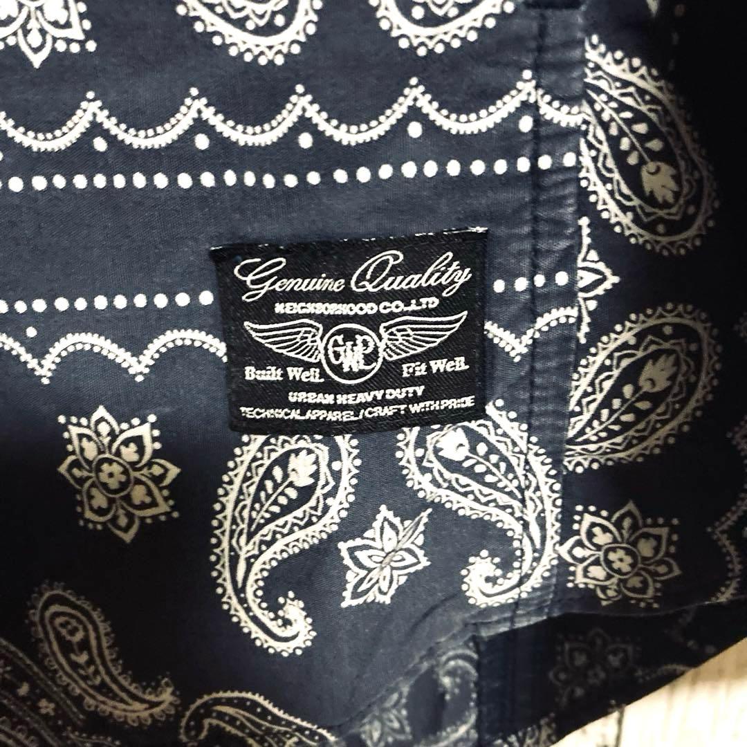 ネイバーフッド NEIGHBORHOOD バンダナ柄シャツ ペイズリー ネイビー