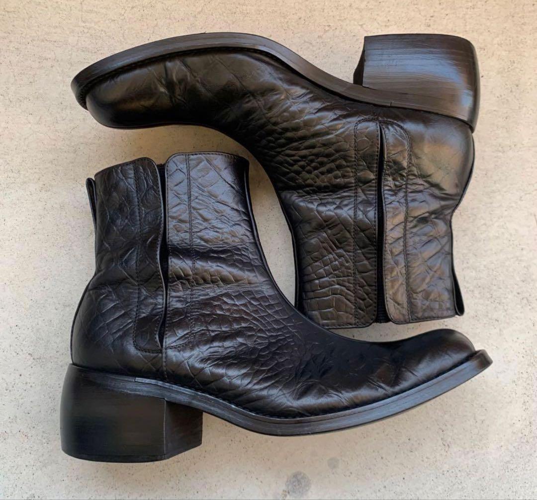 スクエアトゥブーツ　ヒールブーツ　サイドゴアブーツ　センターシーム　ブラック HYSTERIC GLAMOUR（ヒステリックグラマー） ブーツ センターシーム