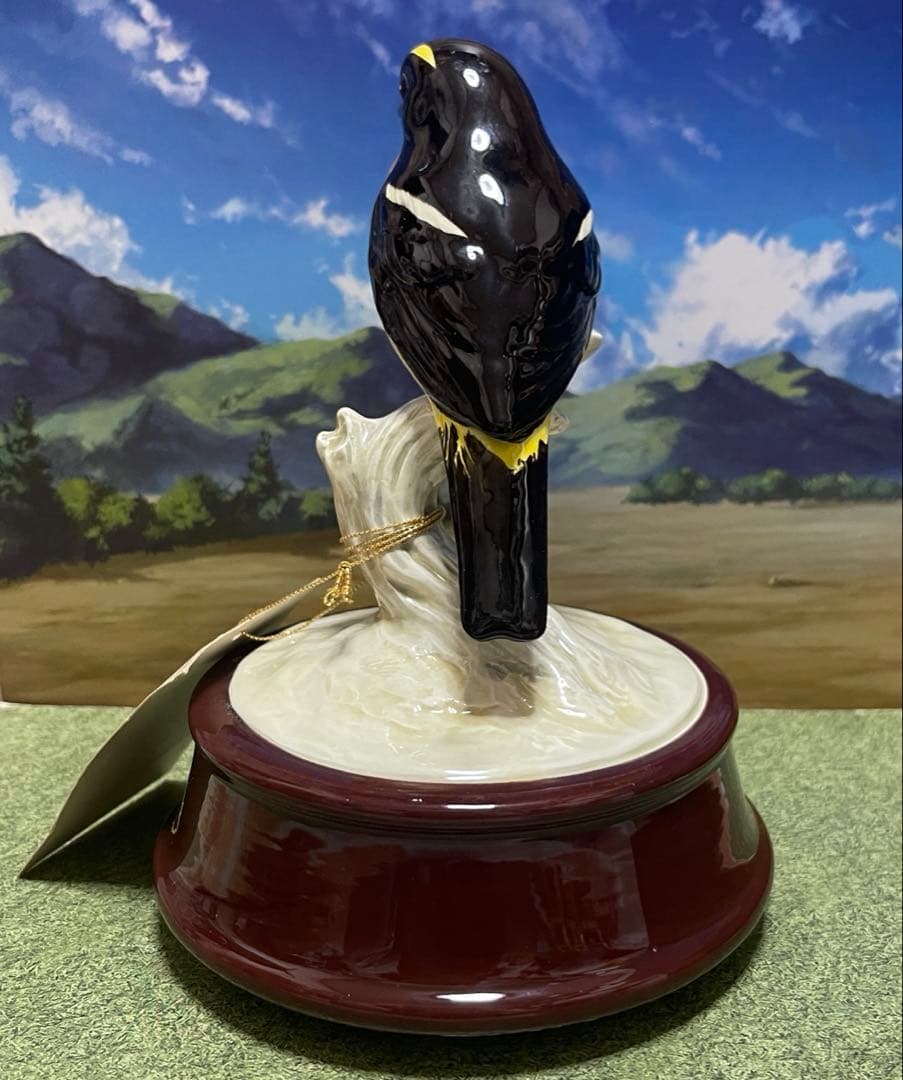 日本野鳥の会 監修キビタキ 陶器製 オルゴール 名曲 『愛のオルゴール』希少‼︎